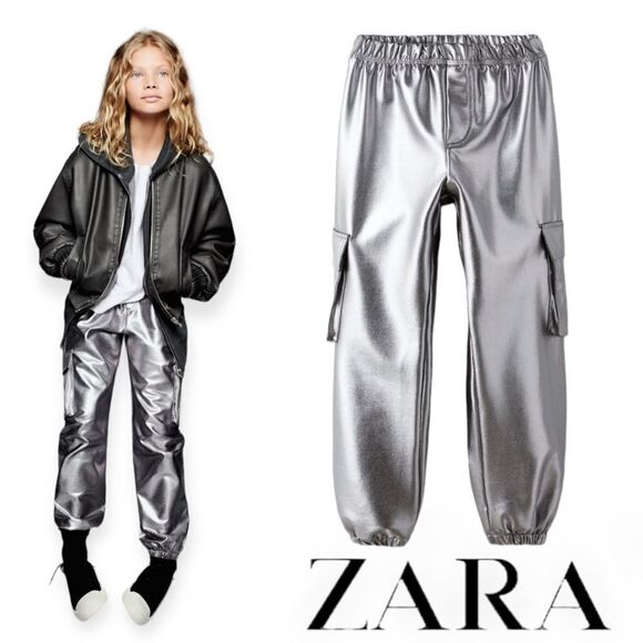 Zara Other - ZARA Kids | Silver | METALLIC JOGGER PANTS